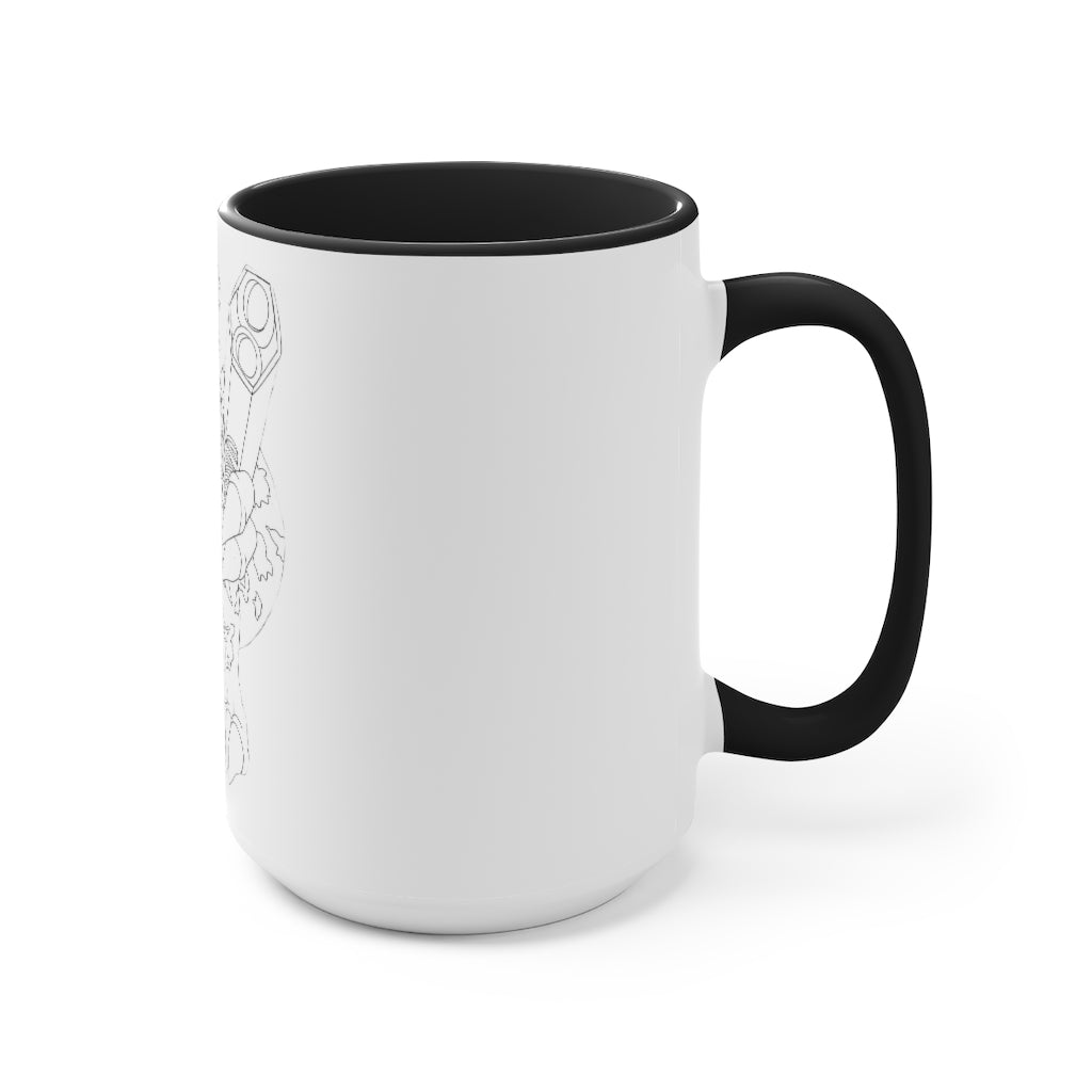 Rector Accent Mug showcasing a two-tone design with a white exterior and colored interior, available in red, pink, and black options.