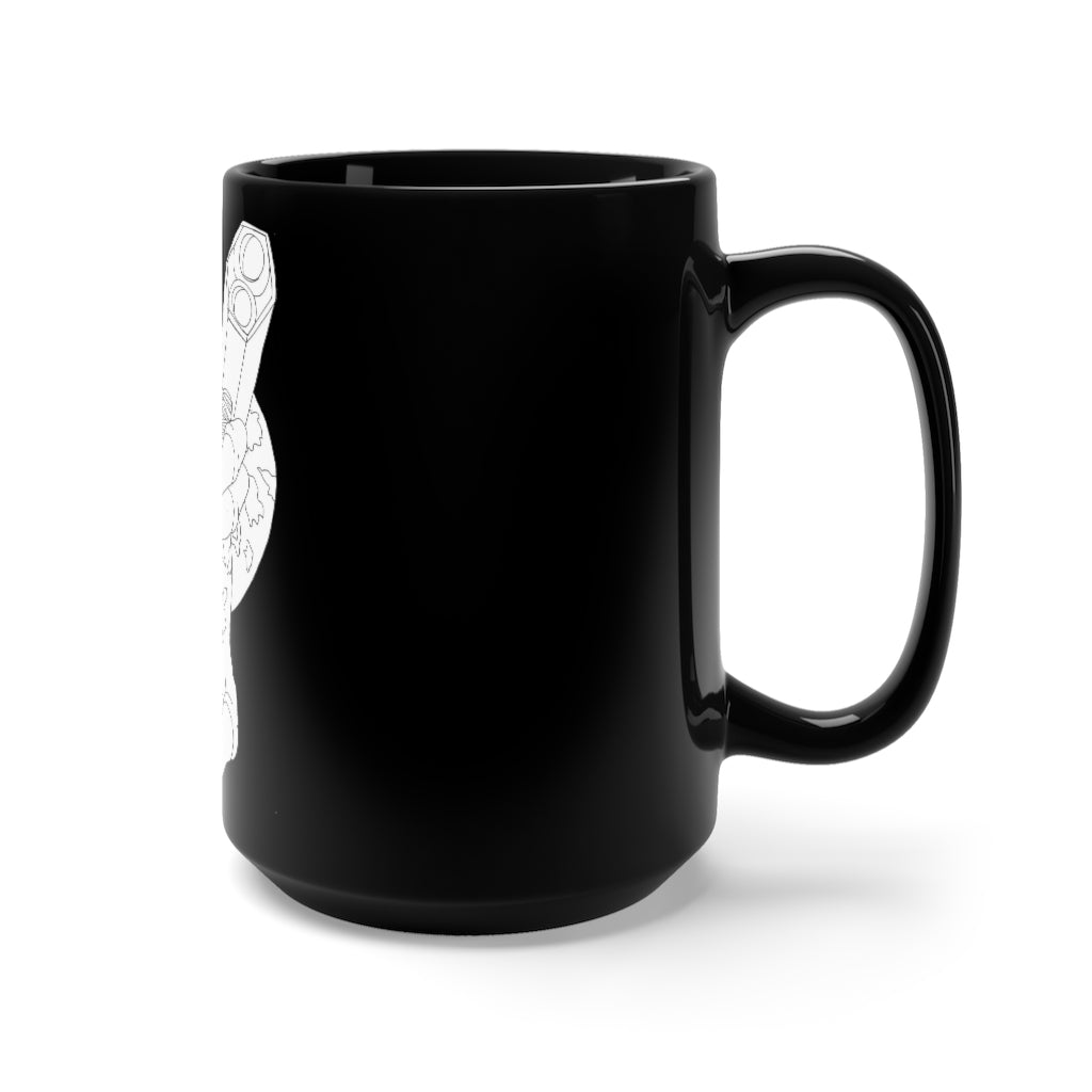 Rector Black Mug 15oz featuring a sleek black ceramic design with rounded corners and a comfortable C-handle.