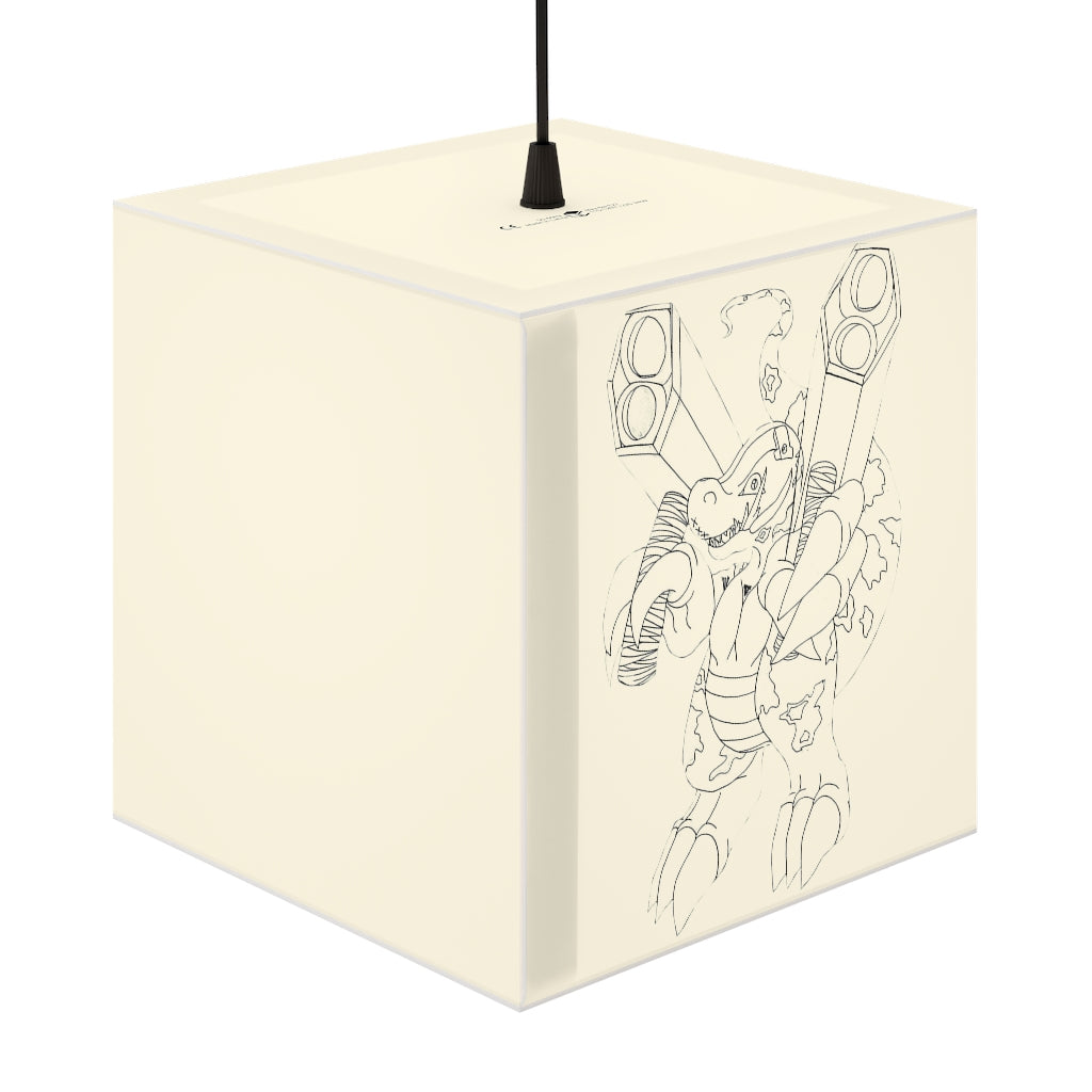 A stylish Rector Personalized Lamp in a unique cube design, showcasing its lightweight material and beautiful light diffusion.