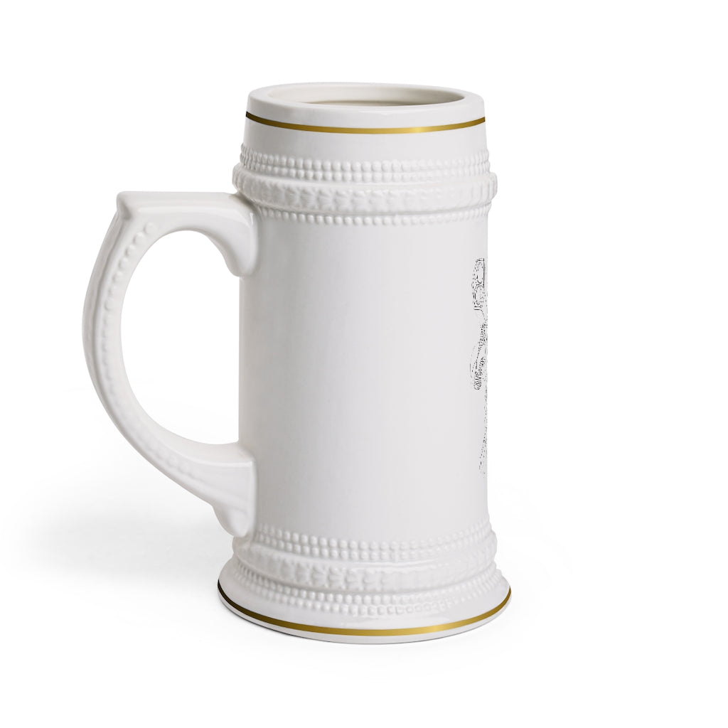 Rector Stein Mug made of durable white ceramic with ribbed outlines, perfect for custom designs.