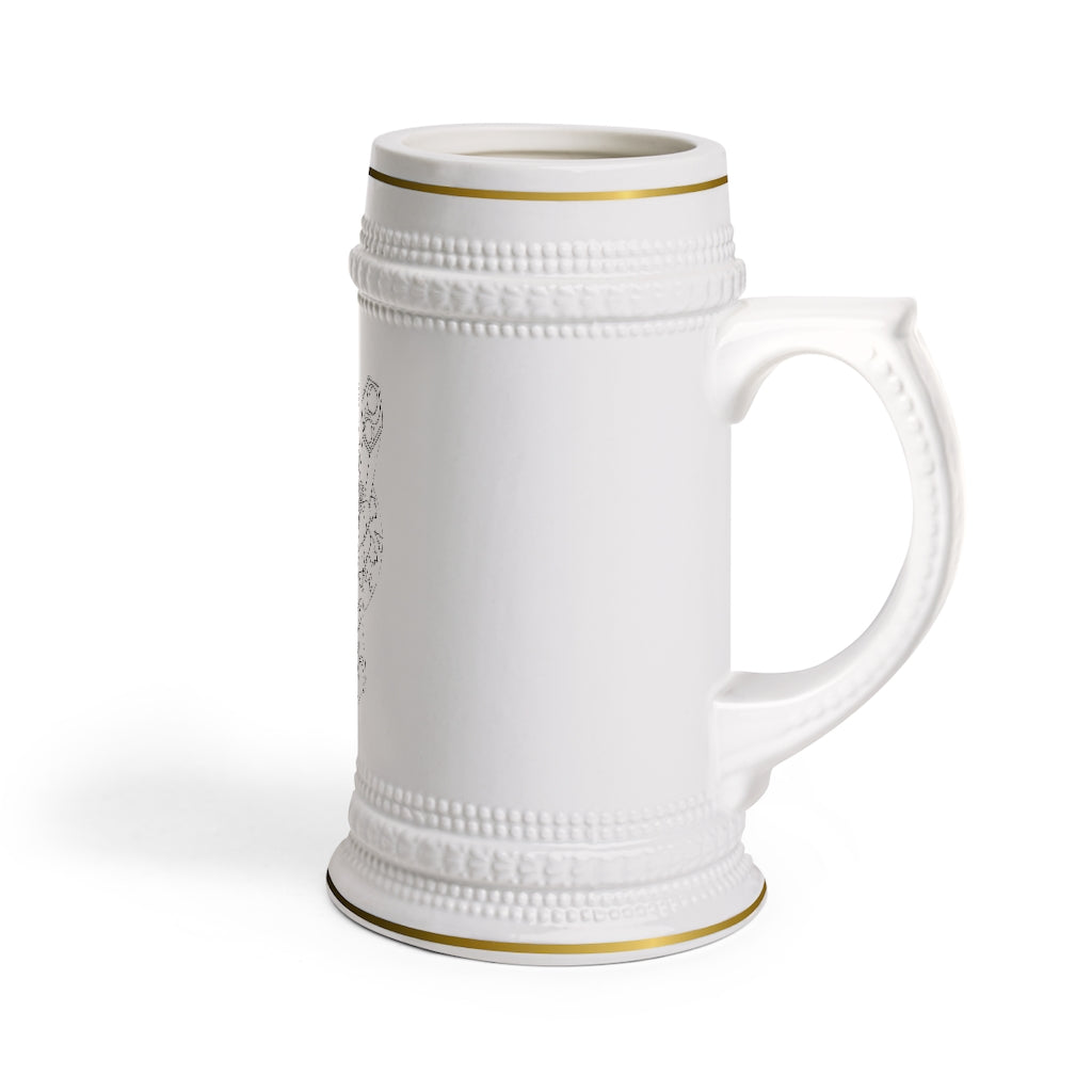 Rector Stein Mug made of durable white ceramic with ribbed outlines, perfect for custom designs.