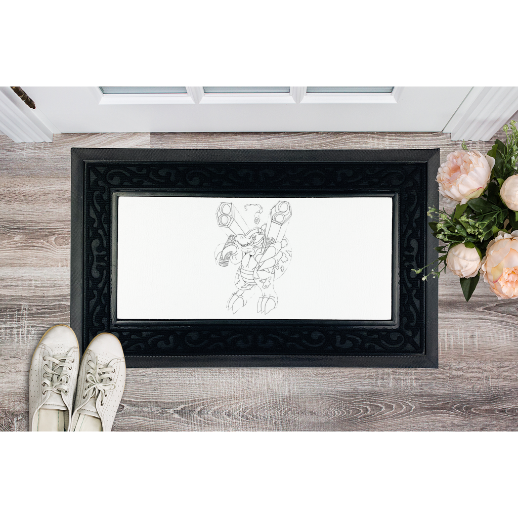 Sublimation Heavy Duty Door Mat with removable fabric center and non-slip rubber base, featuring a stylish brush border.