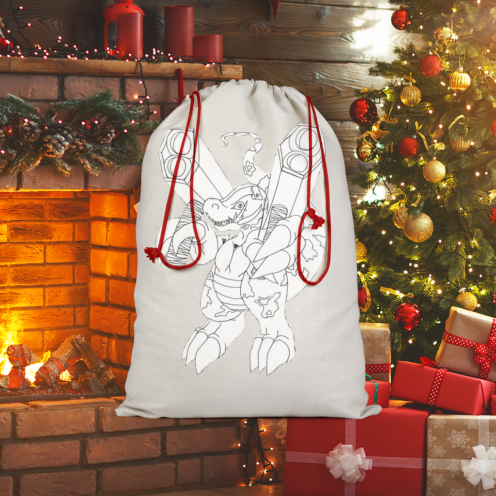 Sublimation Linen Christmas Sack with red drawstring, showcasing eco-friendly printing and durable linen effect material.