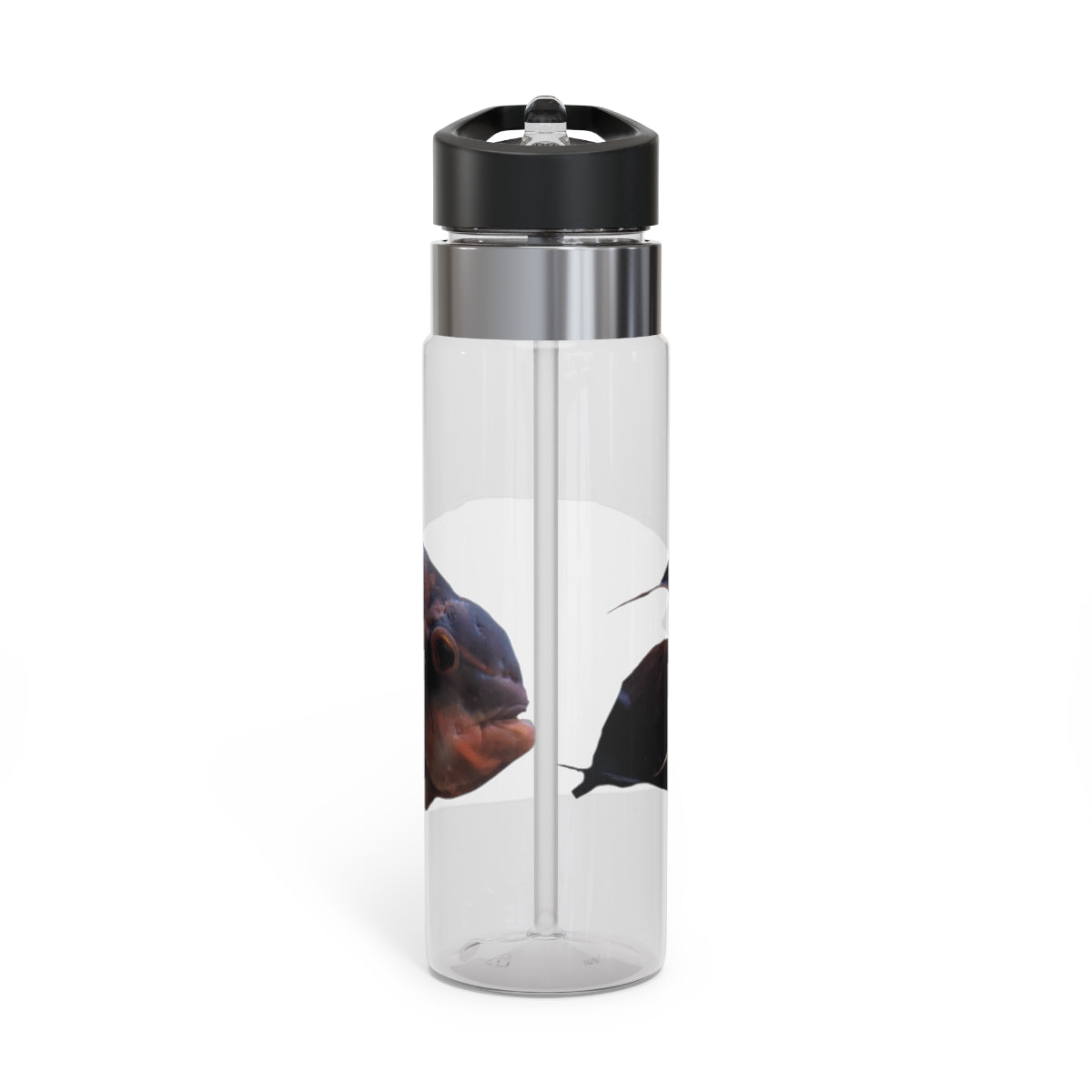 Red and Black Fish Kensington Tritan™ Sport Bottle, 20oz with a screw-on lid and carabiner hook, showcasing its stylish design and durable material.