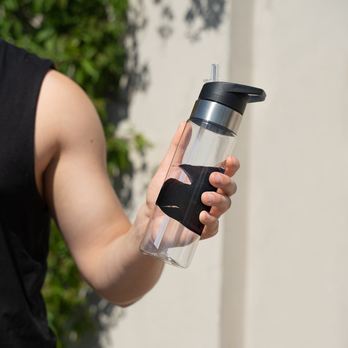 Red and Black Fish Kensington Tritan™ Sport Bottle, 20oz with a screw-on lid and carabiner hook, showcasing its stylish design and durable material.