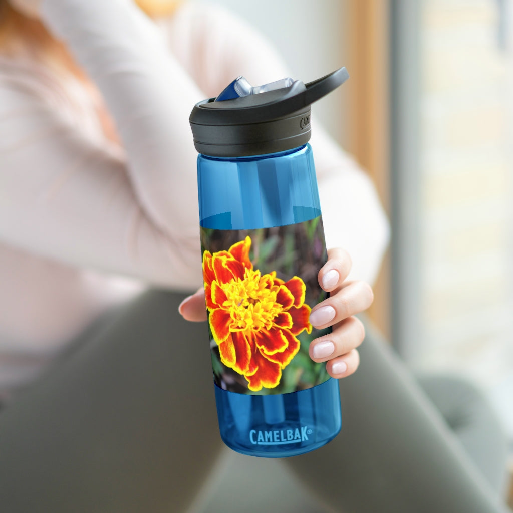 Red and Yellow Flower CamelBak Eddy® Water Bottle with a vibrant floral design, available in 20oz and 25oz sizes.