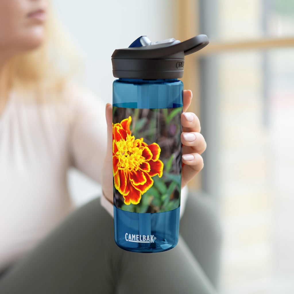 Red and Yellow Flower CamelBak Eddy® Water Bottle with a vibrant floral design, available in 20oz and 25oz sizes.