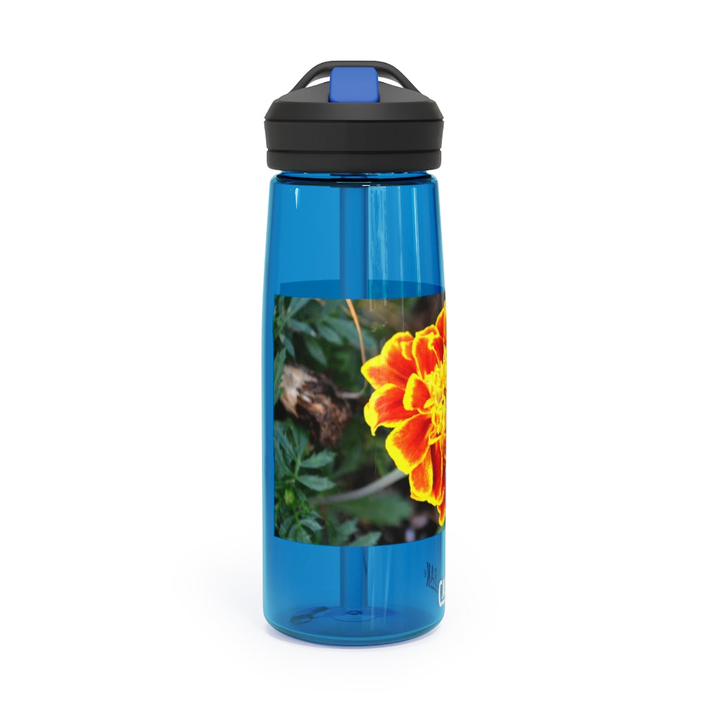 Red and Yellow Flower CamelBak Eddy® Water Bottle with a vibrant floral design, available in 20oz and 25oz sizes.