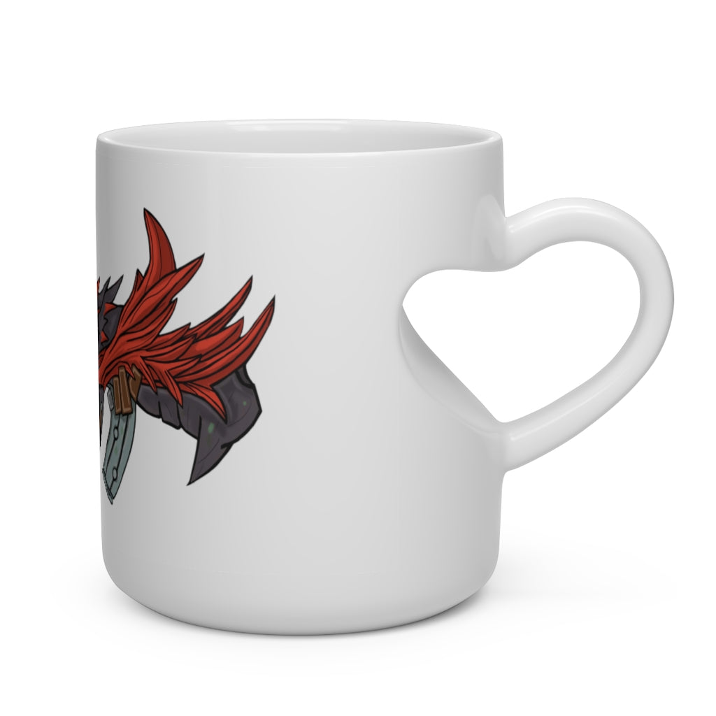 Red Black Dragon Gun Heart Shape Mug with a unique heart-shaped handle, perfect for hot beverages.