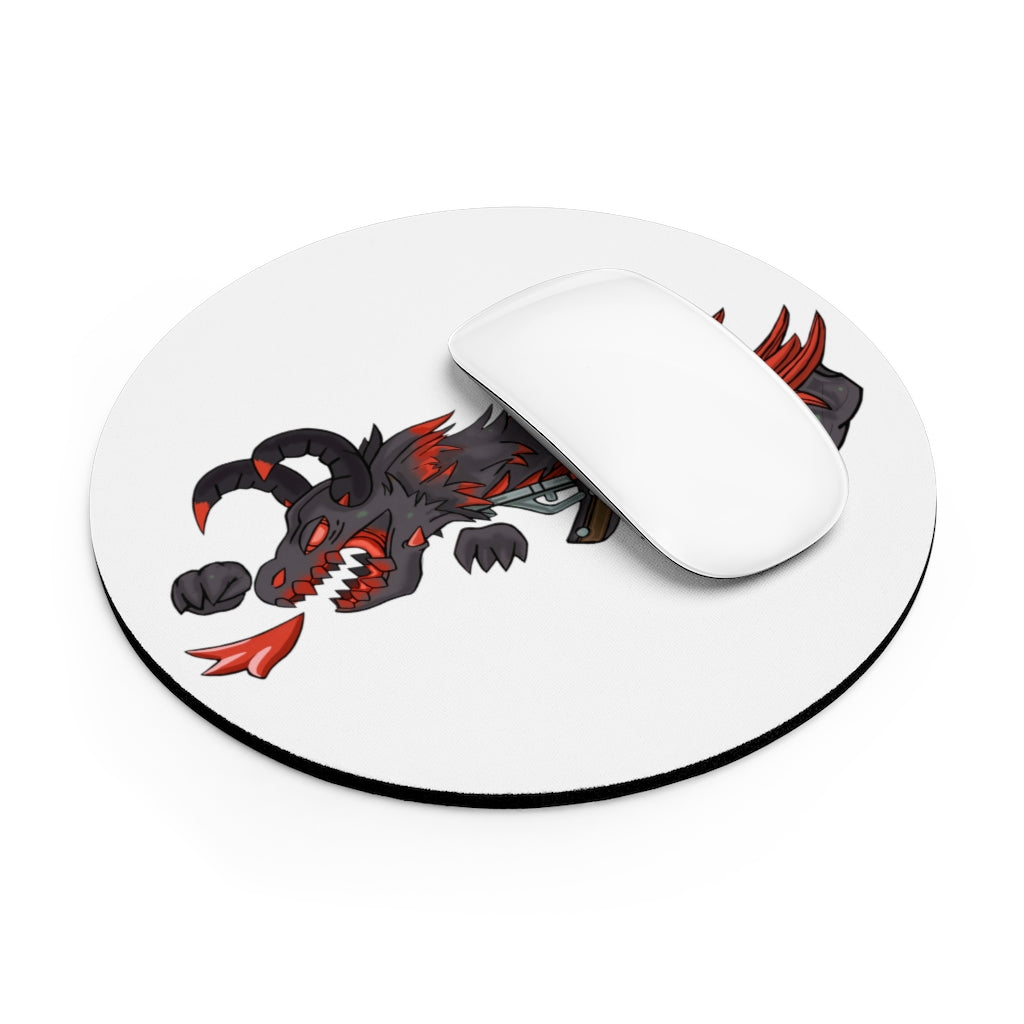 Red Black Dragon Gun Mouse Pad featuring a vibrant dragon design on a neoprene surface with a non-slip rubber bottom.