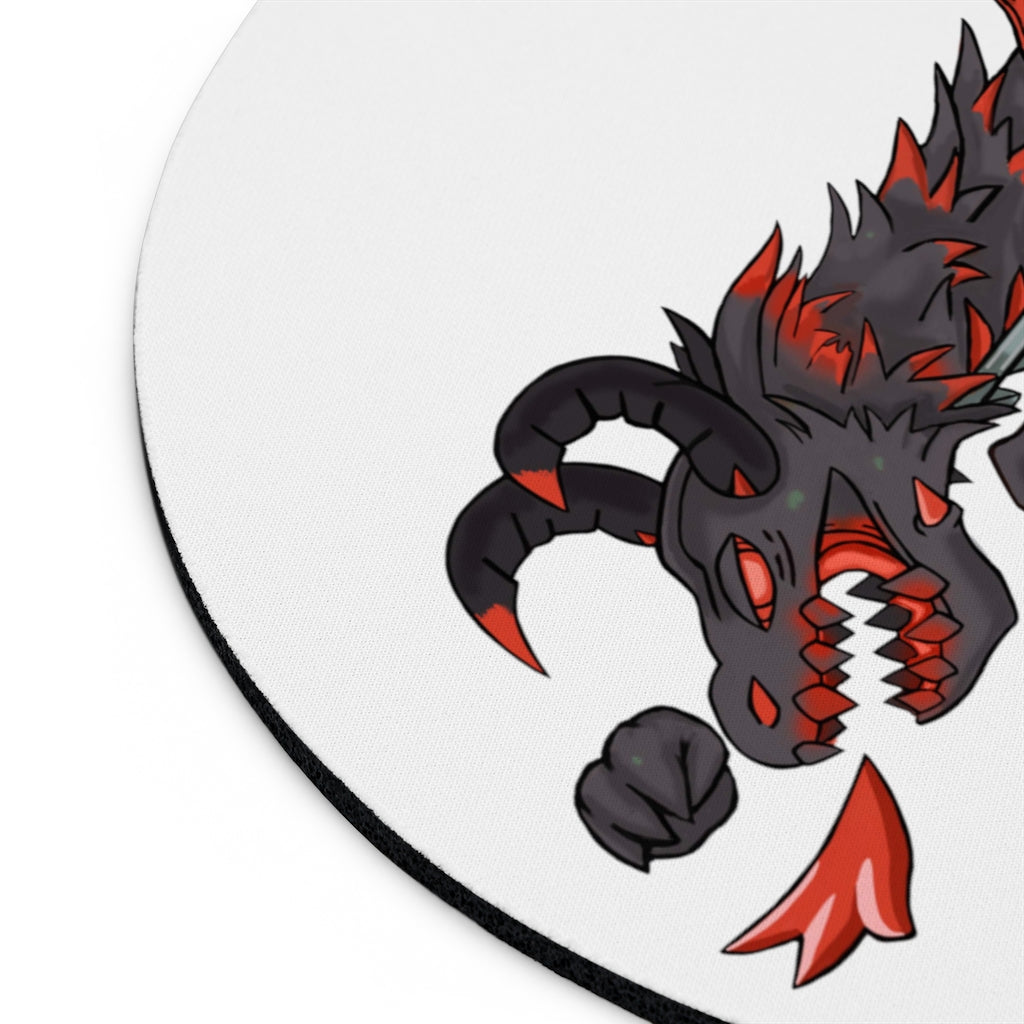 Red Black Dragon Gun Mouse Pad featuring a vibrant dragon design on a neoprene surface with a non-slip rubber bottom.