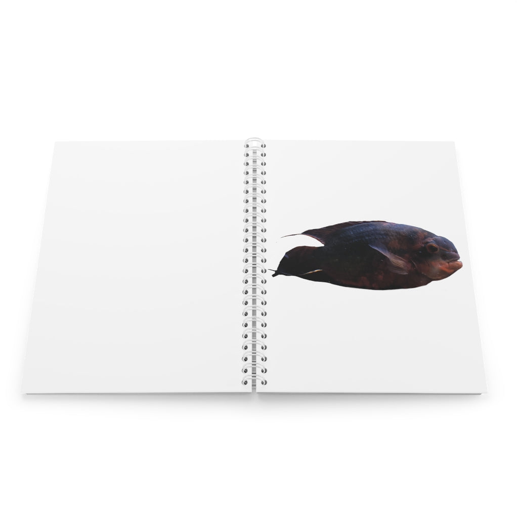 Red Black Fish Spiral Notebook with customizable covers and wide-ruled pages, featuring a semi-gloss laminated finish.