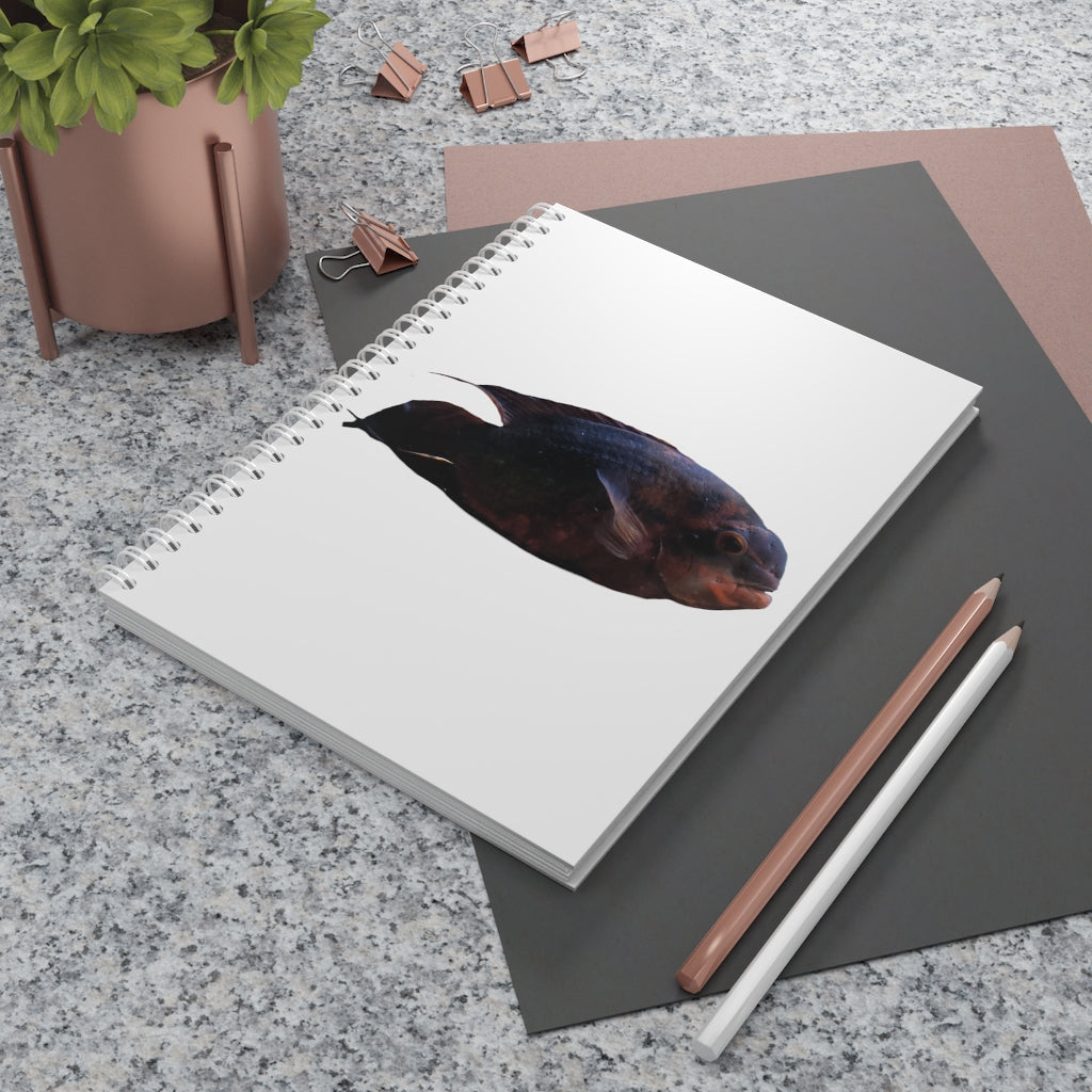 Red Black Fish Spiral Notebook with customizable covers and wide-ruled pages, featuring a semi-gloss laminated finish.