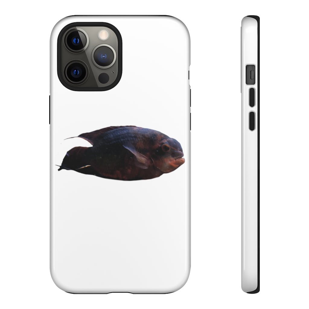 Red Black Fish Tough Case featuring a vibrant fish design, dual layer protection, and precise cutouts for easy access to ports.