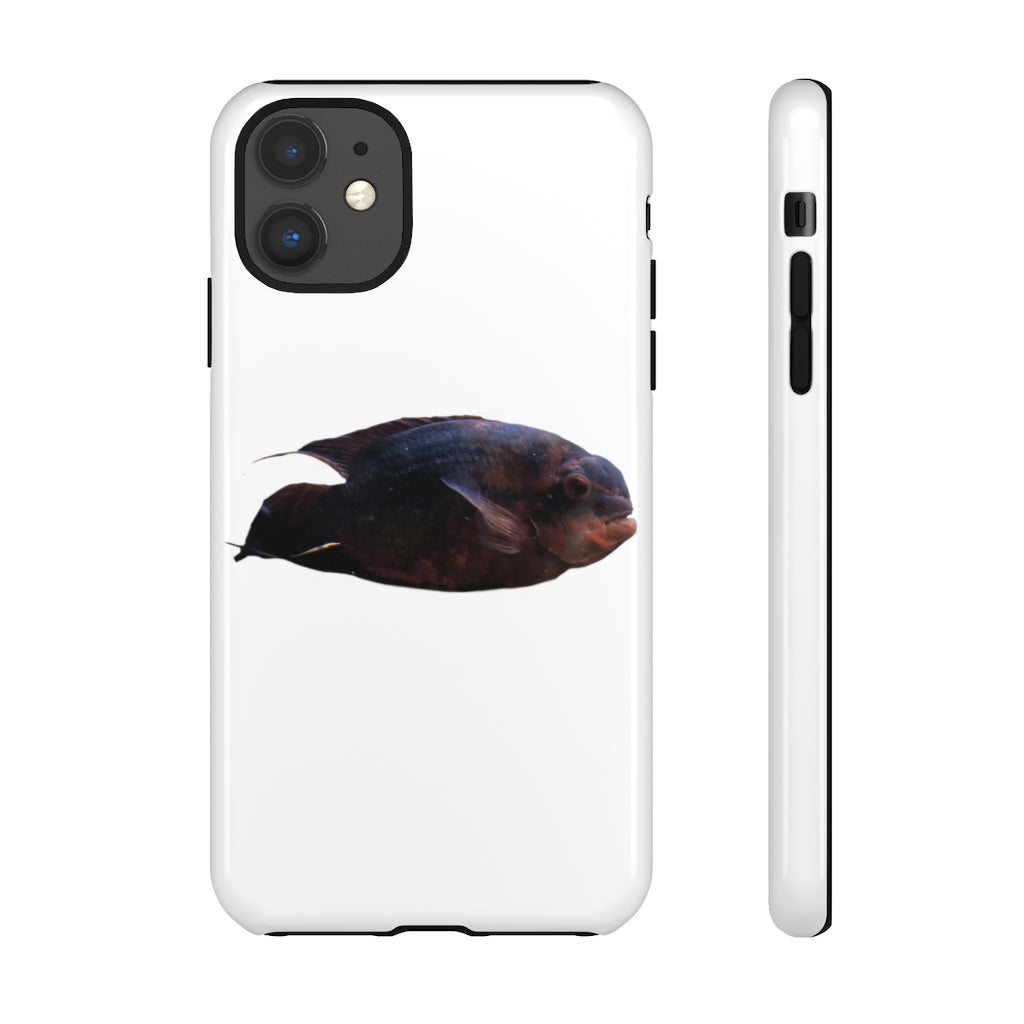 Red Black Fish Tough Case featuring a vibrant fish design, dual layer protection, and precise cutouts for easy access to ports.