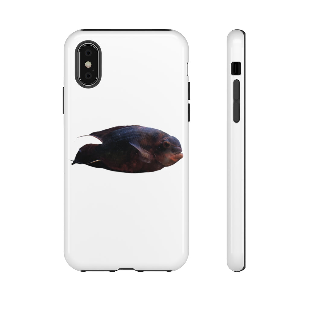 Red Black Fish Tough Case featuring a vibrant fish design, dual layer protection, and precise cutouts for easy access to ports.