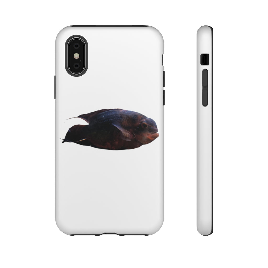 Red Black Fish Tough Case featuring a vibrant fish design, dual layer protection, and precise cutouts for easy access to ports.