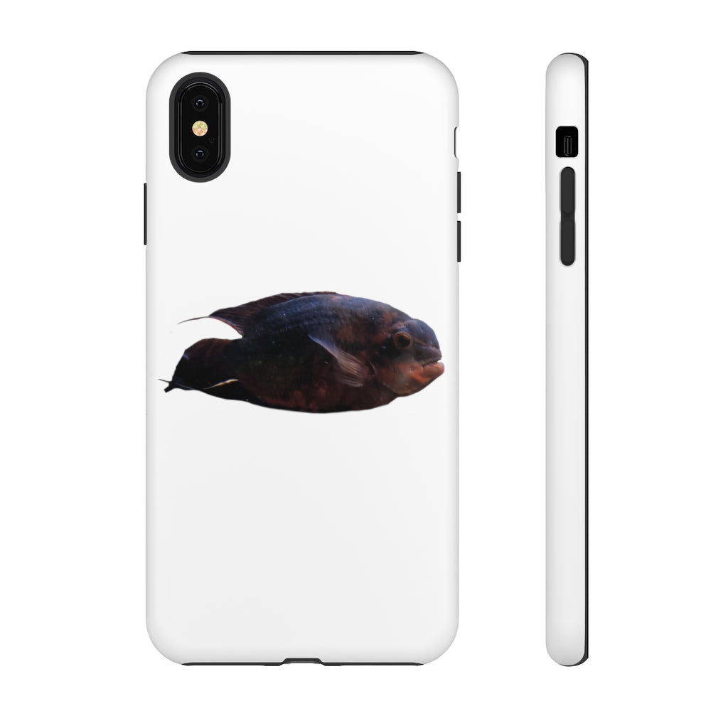 Red Black Fish Tough Case featuring a vibrant fish design, dual layer protection, and precise cutouts for easy access to ports.