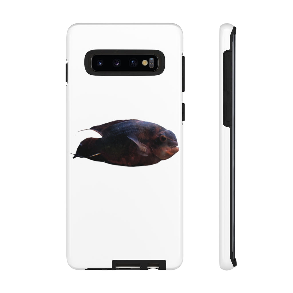 Red Black Fish Tough Case featuring a vibrant fish design, dual layer protection, and precise cutouts for easy access to ports.