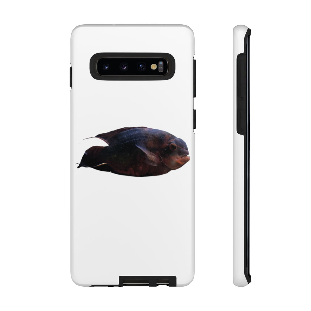 Red Black Fish Tough Case featuring a vibrant fish design, dual layer protection, and precise cutouts for easy access to ports.