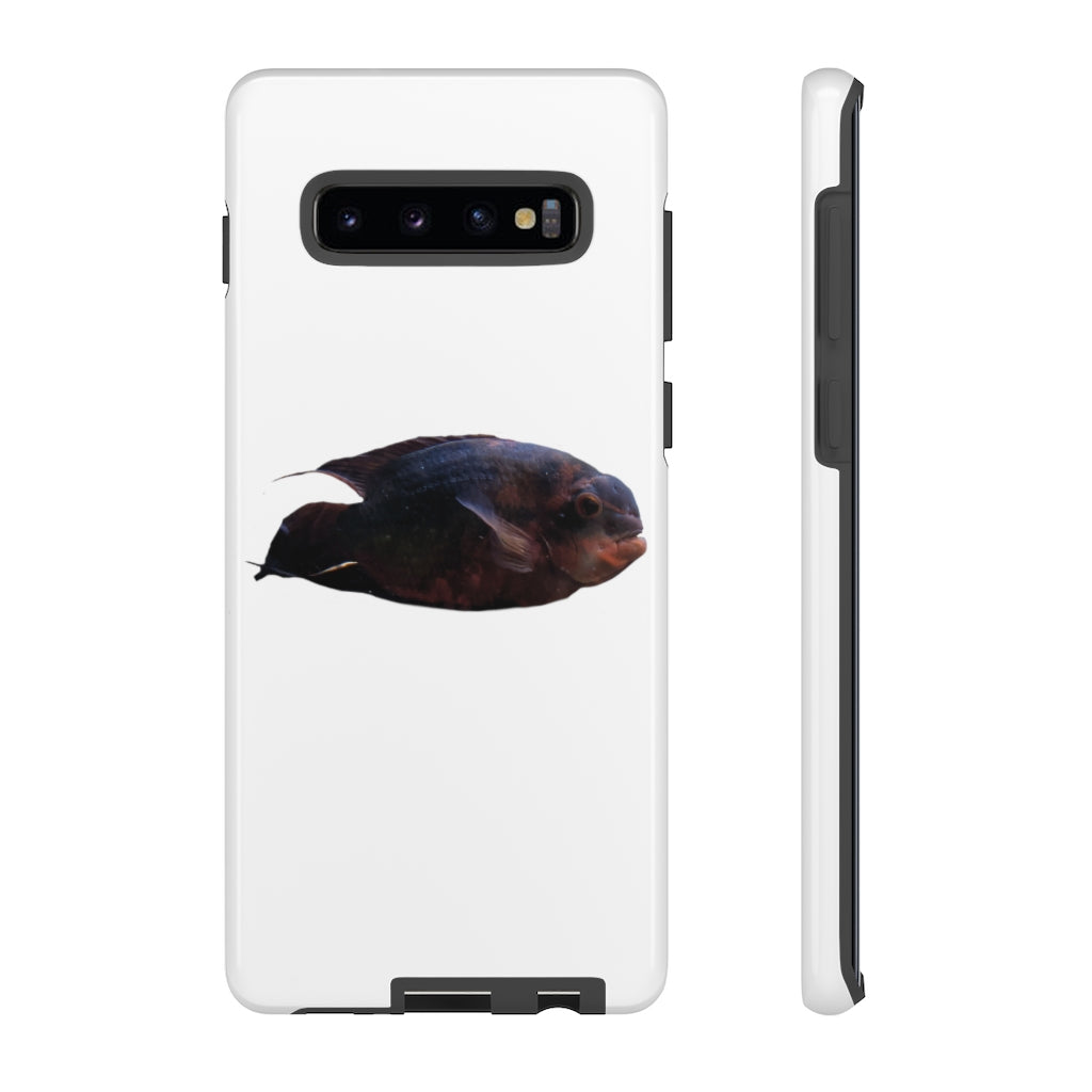 Red Black Fish Tough Case featuring a vibrant fish design, dual layer protection, and precise cutouts for easy access to ports.