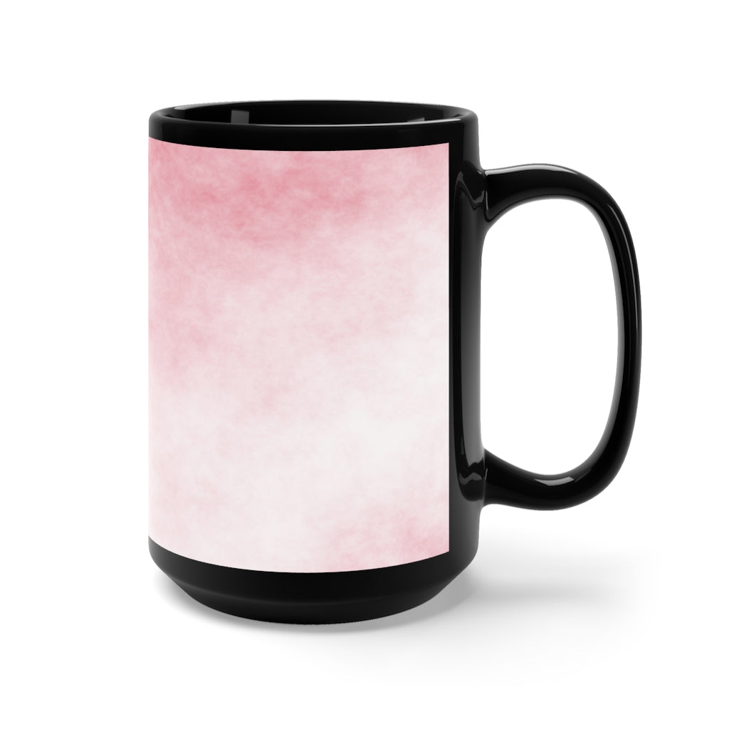 Red Cloud Black Mug 15oz, featuring a sleek black ceramic design with rounded corners and a comfortable C-handle.