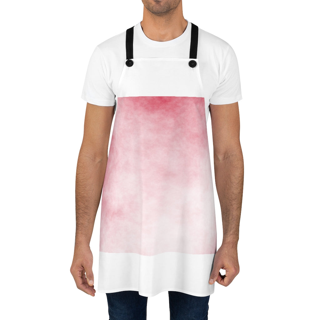 Red Clouds Apron featuring a vibrant design, lightweight polyester fabric, and black detachable twill straps, perfect for cooking.