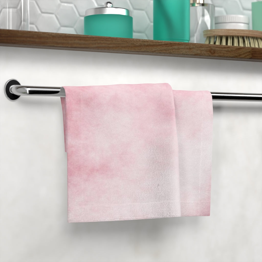 Red Clouds Face Towel featuring a customizable polyester front and soft cotton back, ideal for personal use or gifting.