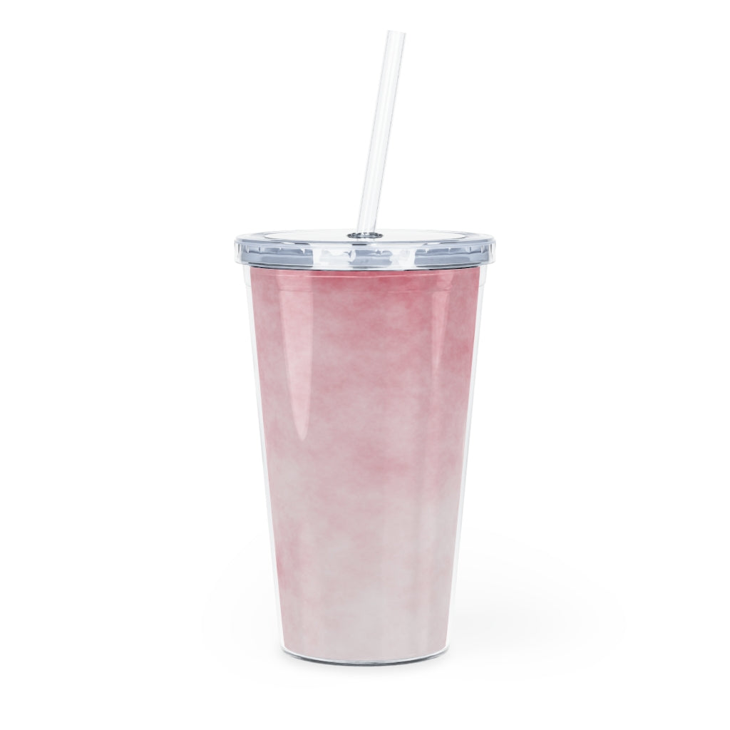 Red Clouds Plastic Tumbler with Straw, featuring a vibrant red design and double wall insulation for temperature control.