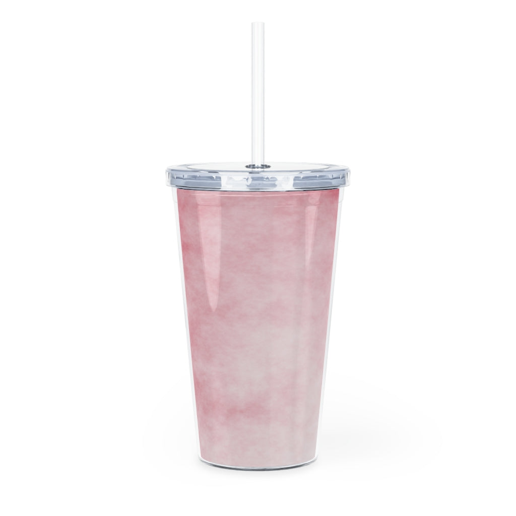 Red Clouds Plastic Tumbler with Straw, featuring a vibrant red design and double wall insulation for temperature control.