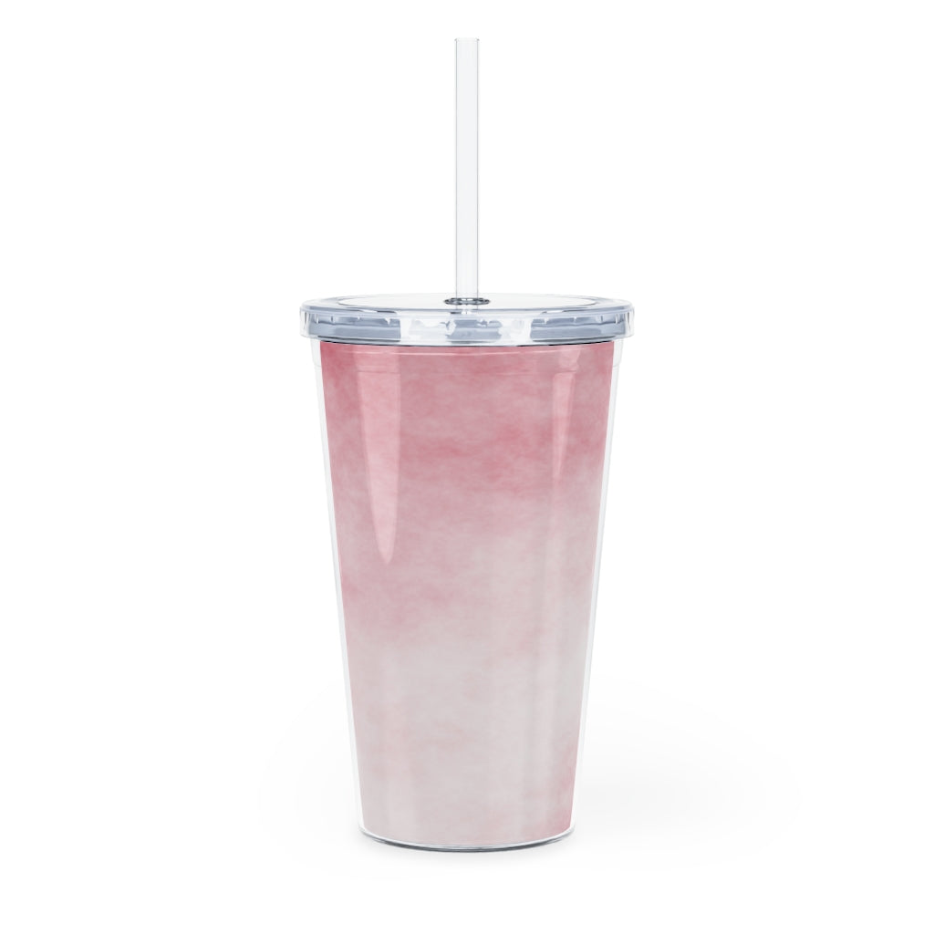 Red Clouds Plastic Tumbler with Straw, featuring a vibrant red design and double wall insulation for temperature control.