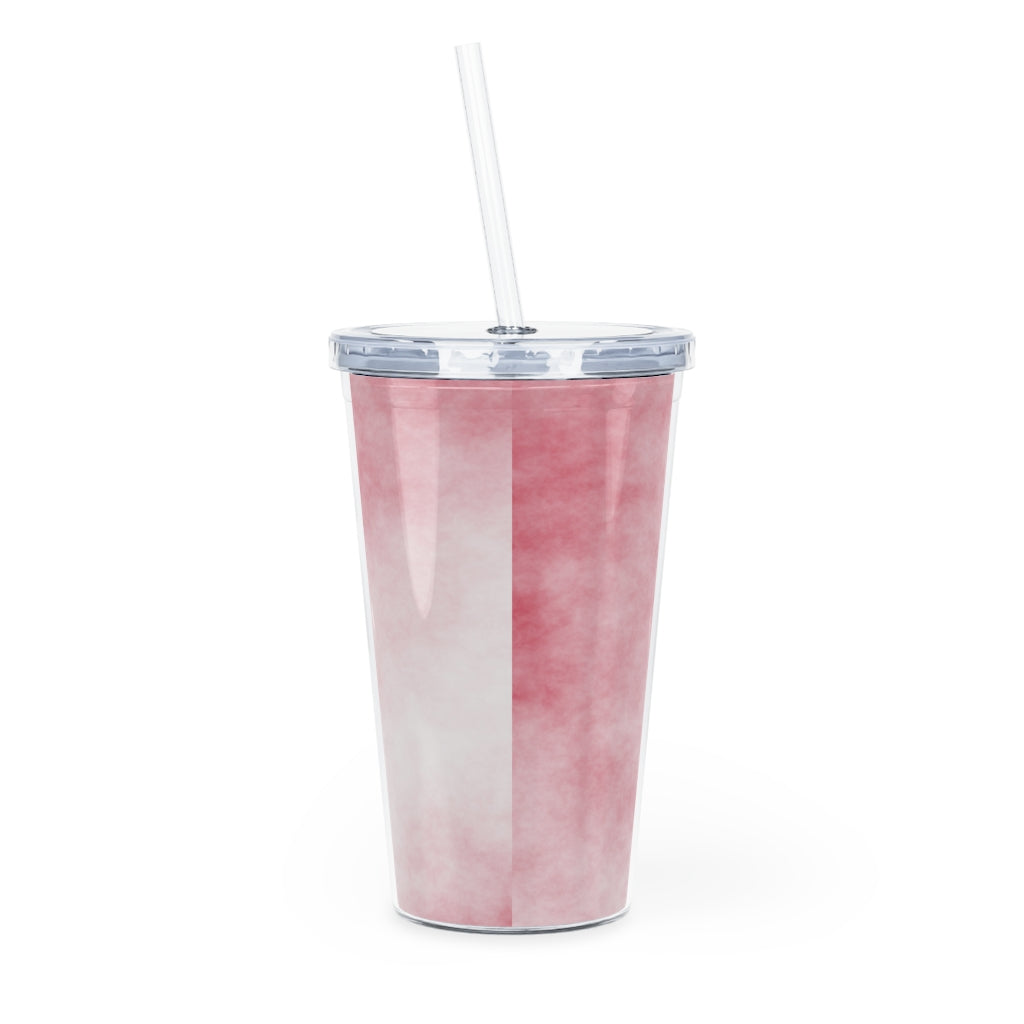 Red Clouds Plastic Tumbler with Straw, featuring a vibrant red design and double wall insulation for temperature control.