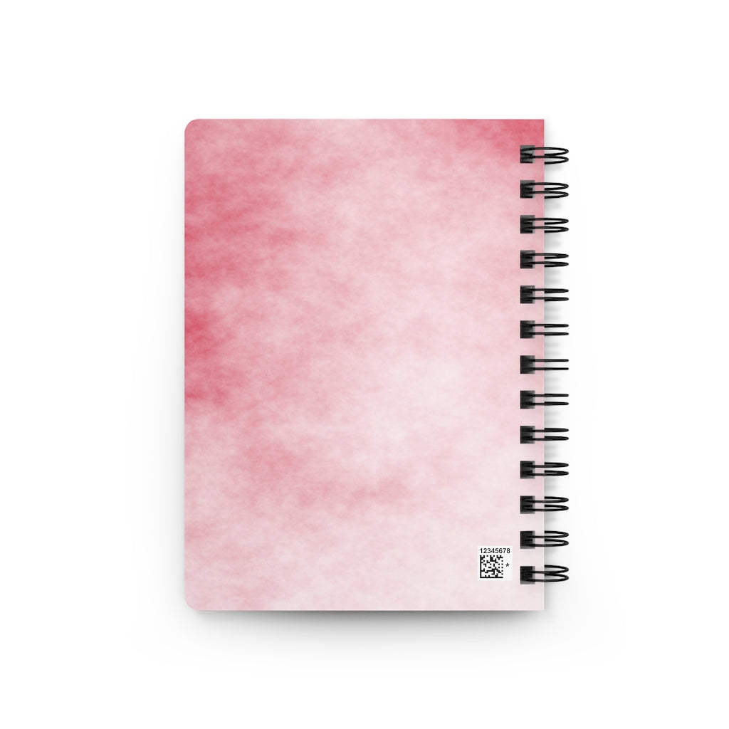 Red Clouds Spiral Bound Journal with glossy laminated cover and lined pages, featuring a vibrant red clouds design.