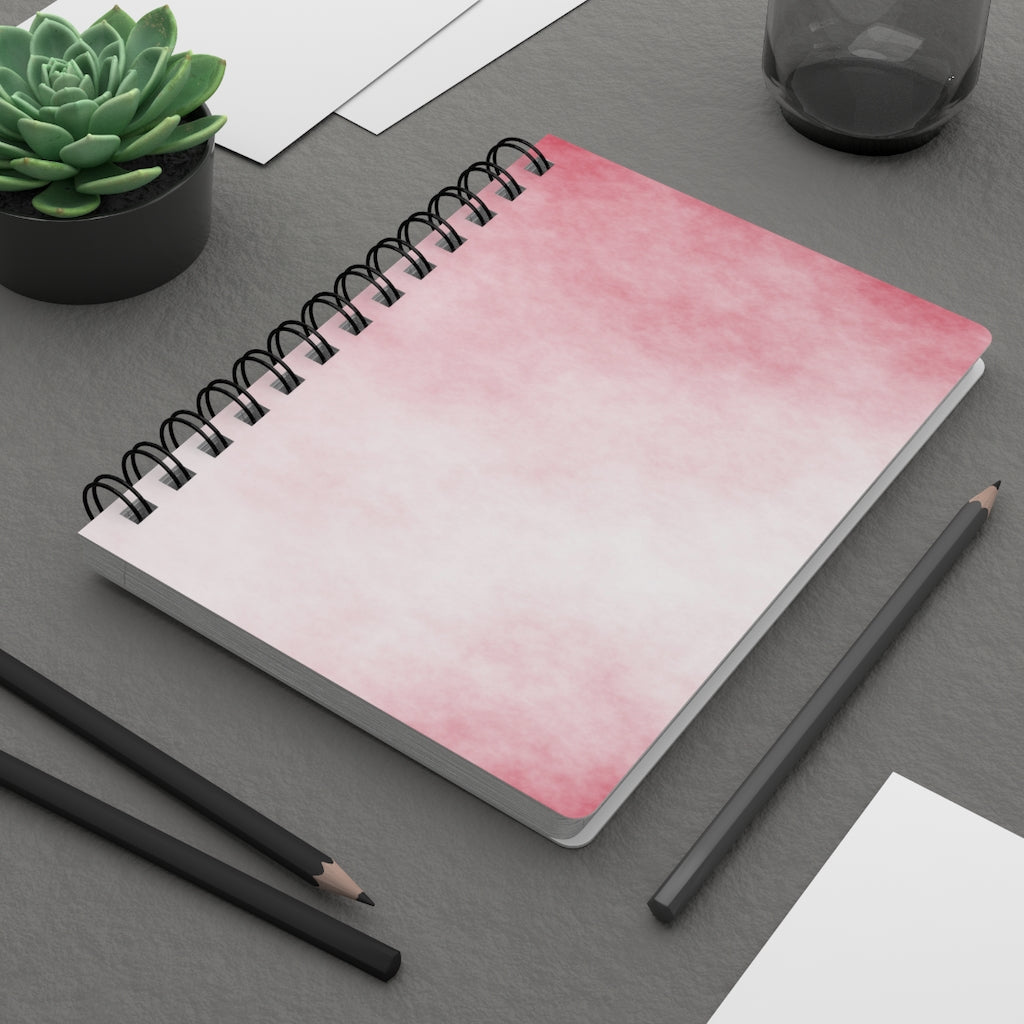 Red Clouds Spiral Bound Journal with glossy laminated cover and lined pages, featuring a vibrant red clouds design.