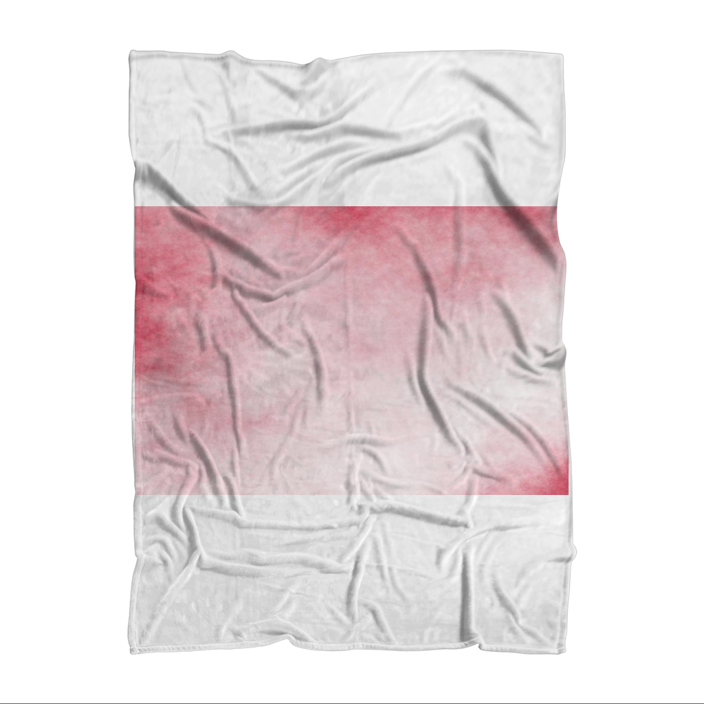 Red Clouds Sublimation Throw Blanket made of soft polyester fleece, featuring a vibrant red cloud design on one side and a white back.