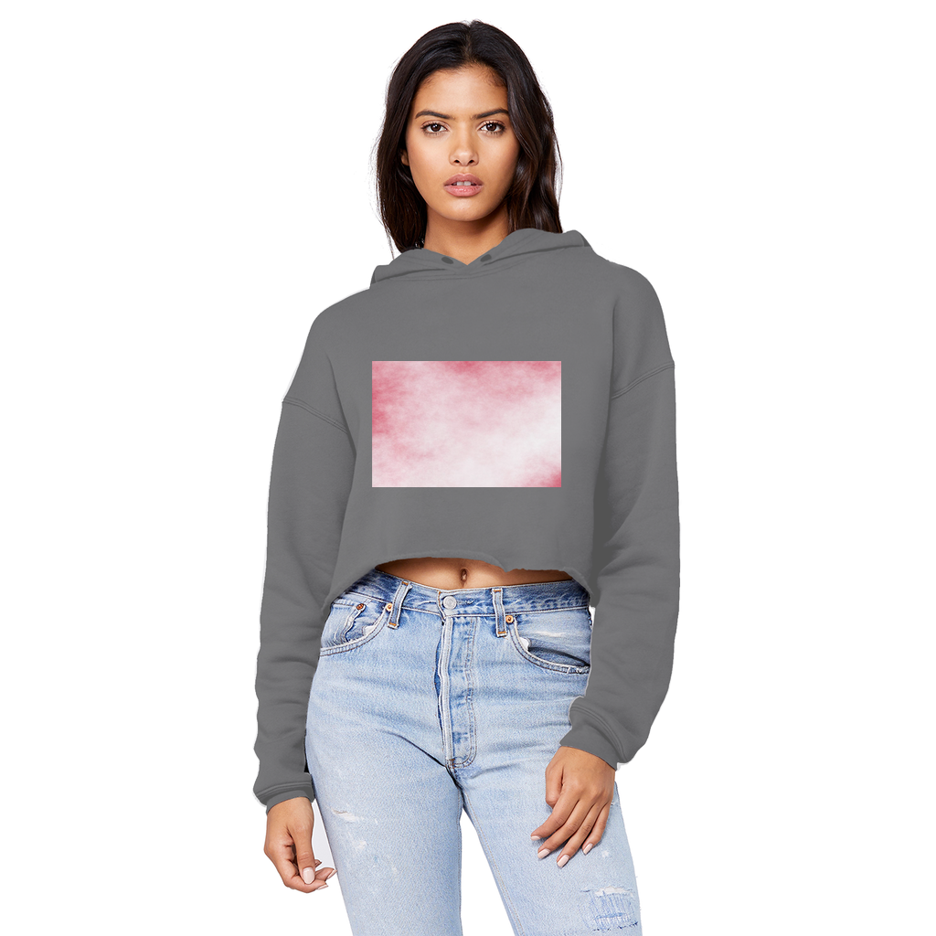 Red Clouds Unisex Cropped Raw Edge Boyfriend Hoodie showcasing a trendy cropped design with raw edges and a soft fabric finish.