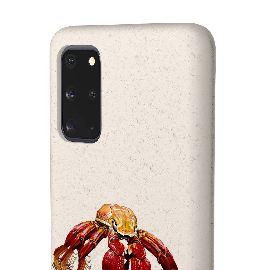 Red Crab Biodegradable Phone Case made from PLA plant polymer and bamboo, showcasing its eco-friendly design and slim profile.