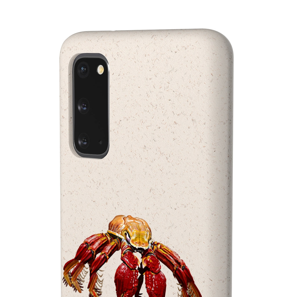 Red Crab Biodegradable Phone Case made from PLA plant polymer and bamboo, showcasing its eco-friendly design and slim profile.