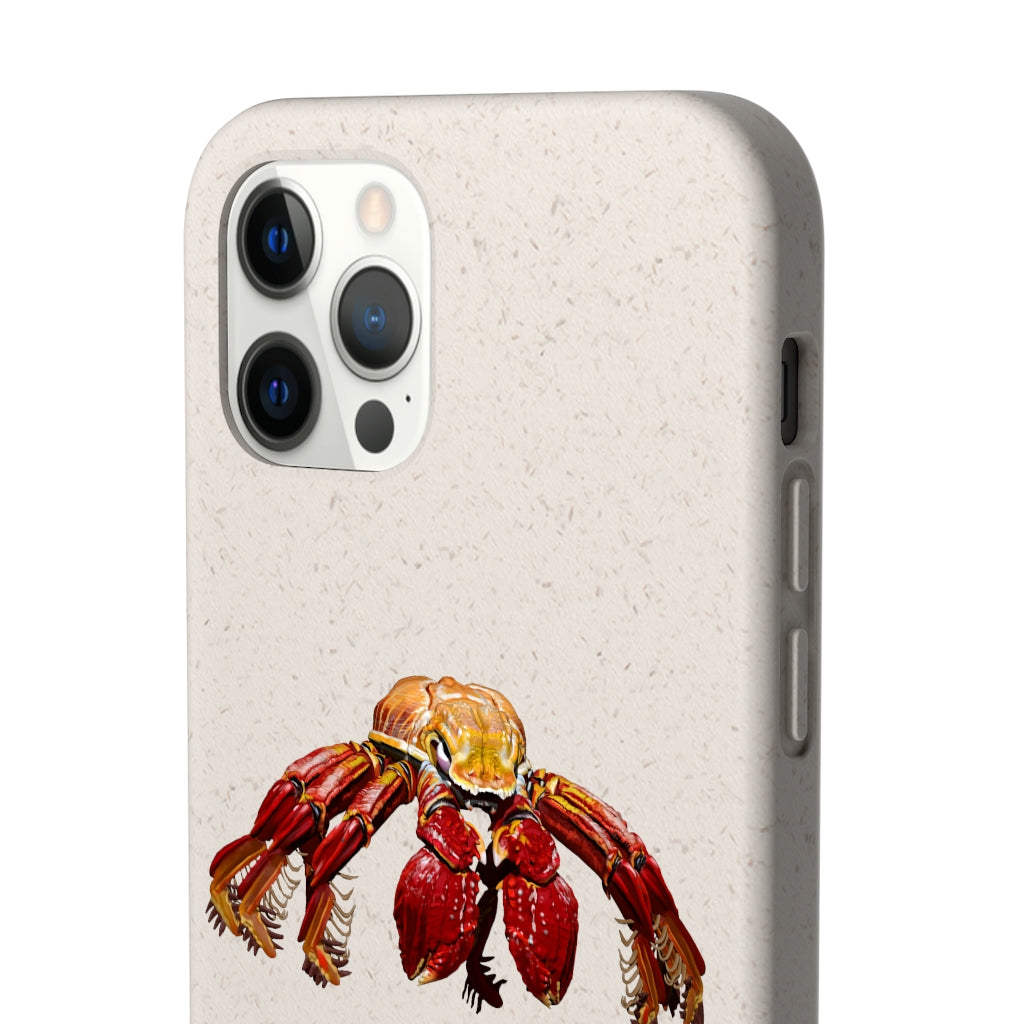 Red Crab Biodegradable Phone Case made from PLA plant polymer and bamboo, showcasing its eco-friendly design and slim profile.