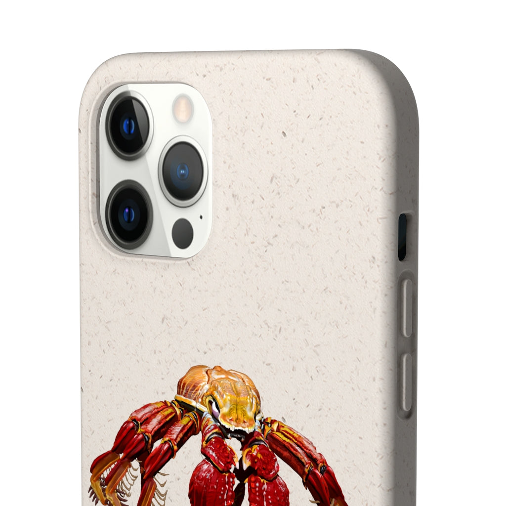 Red Crab Biodegradable Phone Case made from PLA plant polymer and bamboo, showcasing its eco-friendly design and slim profile.