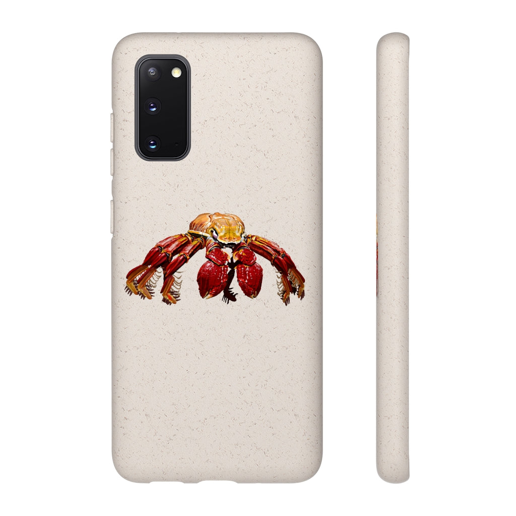 Red Crab Biodegradable Phone Case made from PLA plant polymer and bamboo, showcasing its eco-friendly design and slim profile.