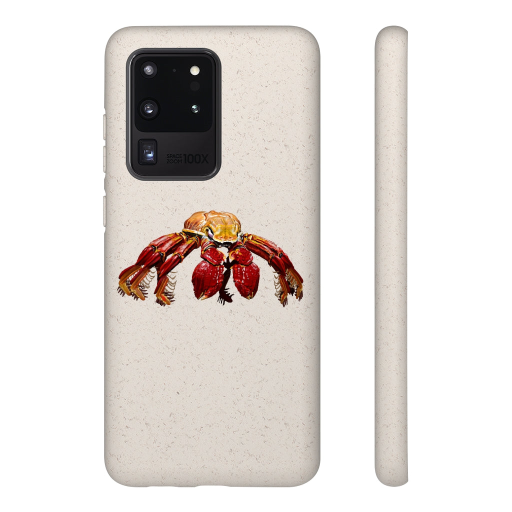 Red Crab Biodegradable Phone Case made from PLA plant polymer and bamboo, showcasing its eco-friendly design and slim profile.