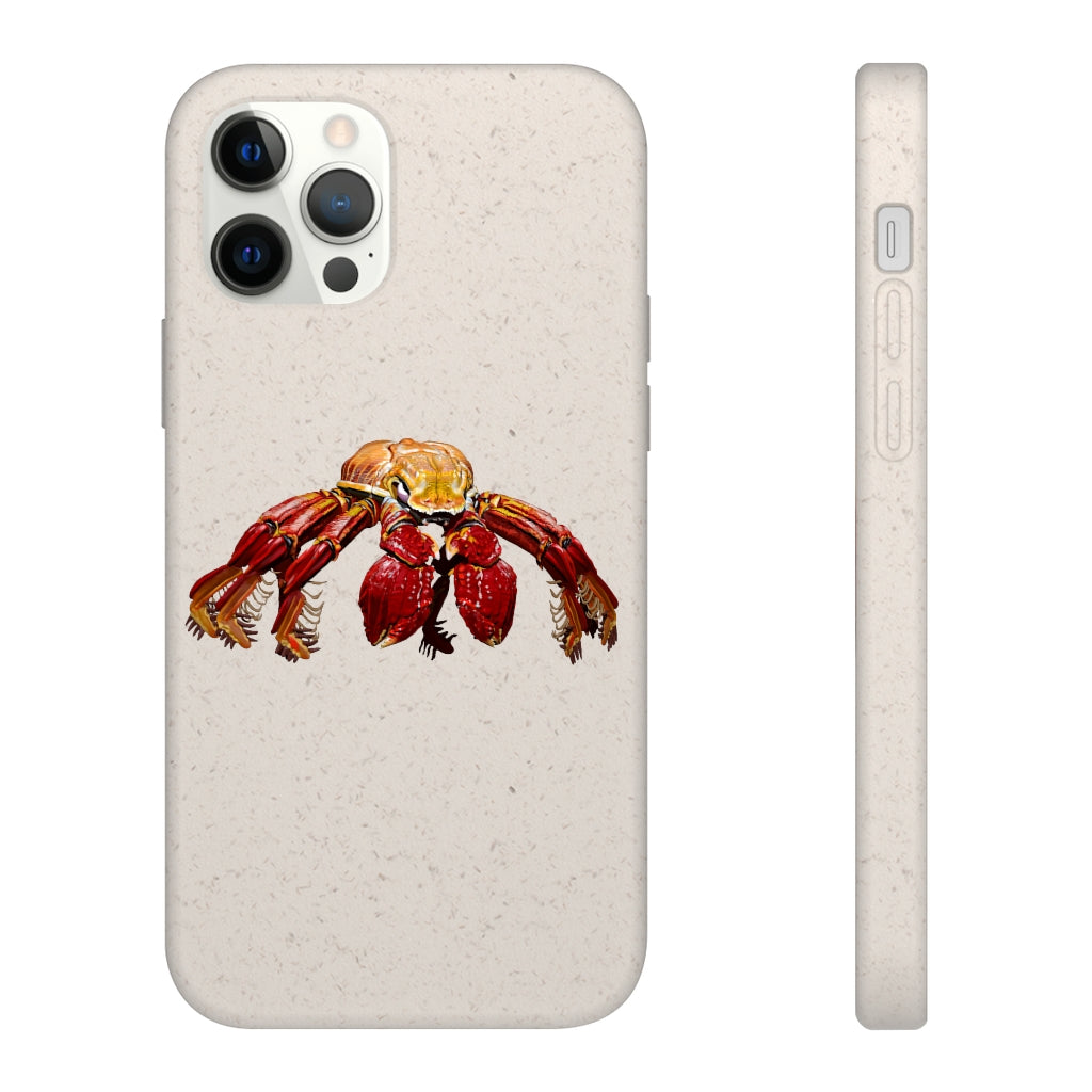 Red Crab Biodegradable Phone Case made from PLA plant polymer and bamboo, showcasing its eco-friendly design and slim profile.