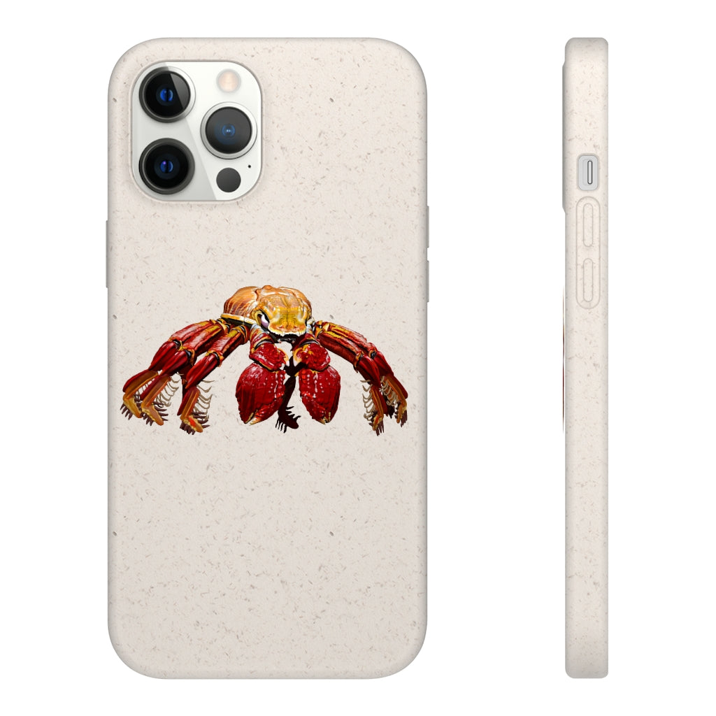 Red Crab Biodegradable Phone Case made from PLA plant polymer and bamboo, showcasing its eco-friendly design and slim profile.