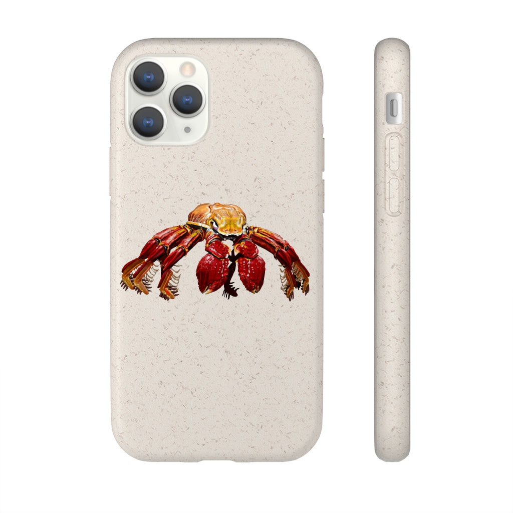 Red Crab Biodegradable Phone Case made from PLA plant polymer and bamboo, showcasing its eco-friendly design and slim profile.