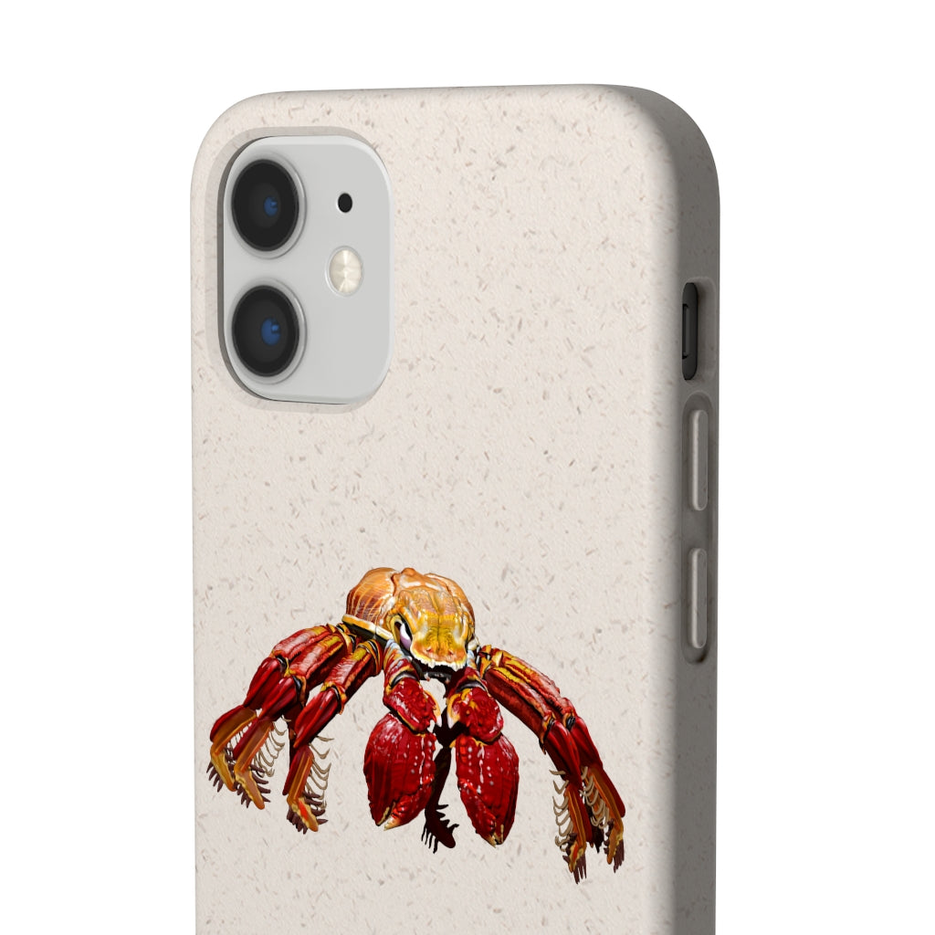 Red Crab Biodegradable Phone Case made from PLA plant polymer and bamboo, showcasing its eco-friendly design and slim profile.