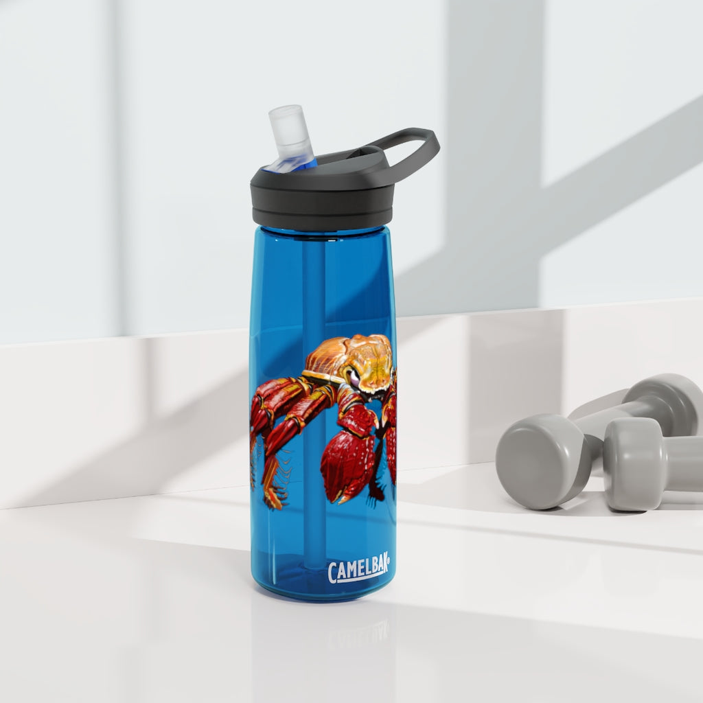 Red Crab CamelBak Eddy® Water Bottle in vibrant red color, showcasing its ergonomic design and spill-proof biting valve.