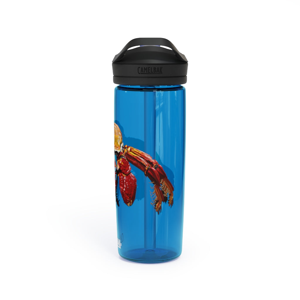 Red Crab CamelBak Eddy® Water Bottle in vibrant red color, showcasing its ergonomic design and spill-proof biting valve.