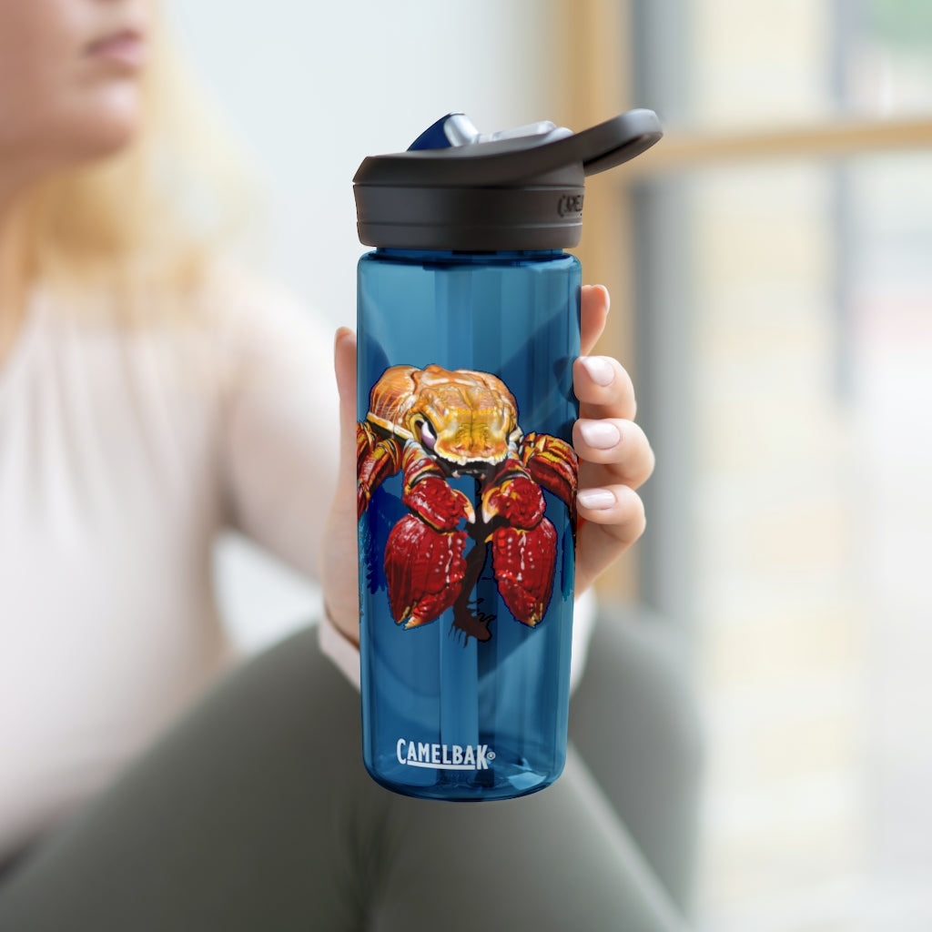 Red Crab CamelBak Eddy® Water Bottle in vibrant red color, showcasing its ergonomic design and spill-proof biting valve.