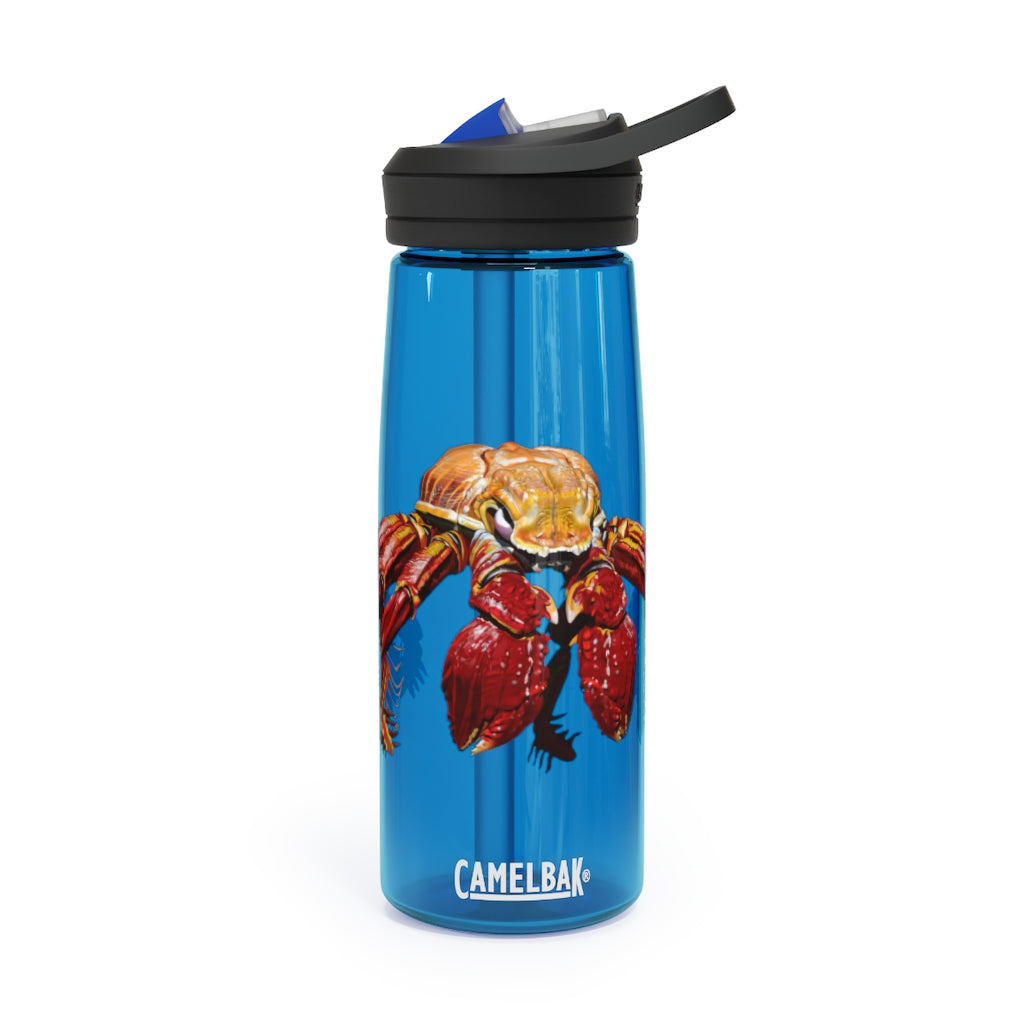 Red Crab CamelBak Eddy® Water Bottle in vibrant red color, showcasing its ergonomic design and spill-proof biting valve.